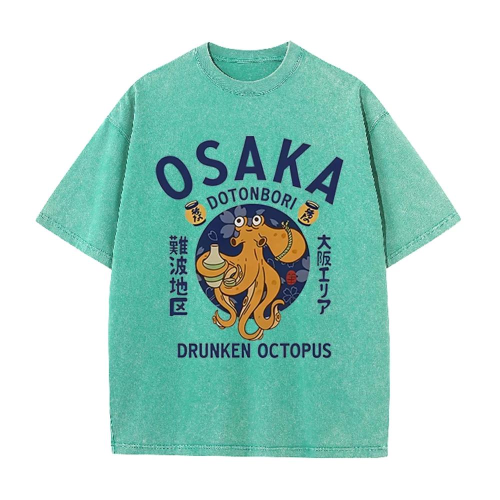 2026 Japanese Osaka Dotonbori Drunken Octopus Food Lover Funny Graphic Tee Shirt Mens Women Fashion High Quality Cotton Tshirts