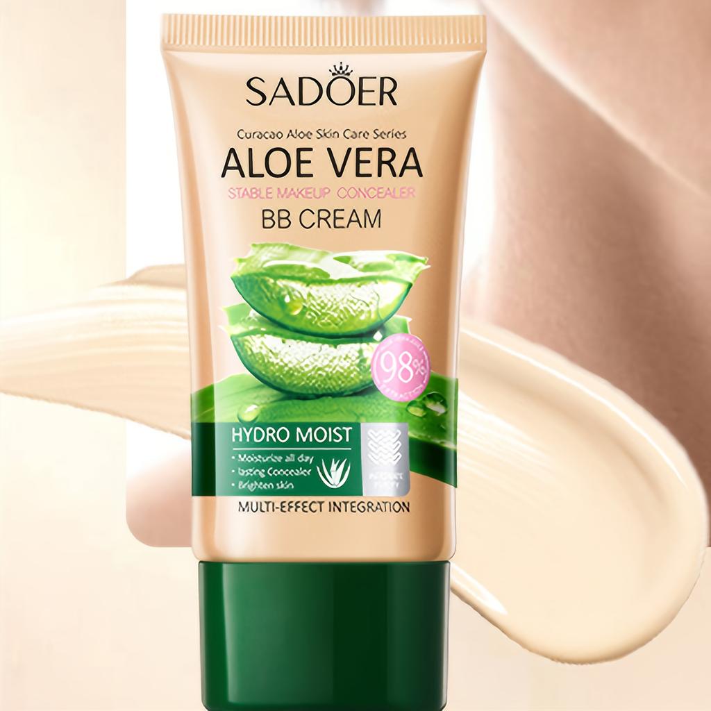 Aloe Vera BB Cream – Feuchtigkeitsspendende und kaschierende Foundation, wasserfest, leichte Deckkraft, für alle Hauttypen, feuchtigkeitsspendende Formel mit Aloe-Extrakt