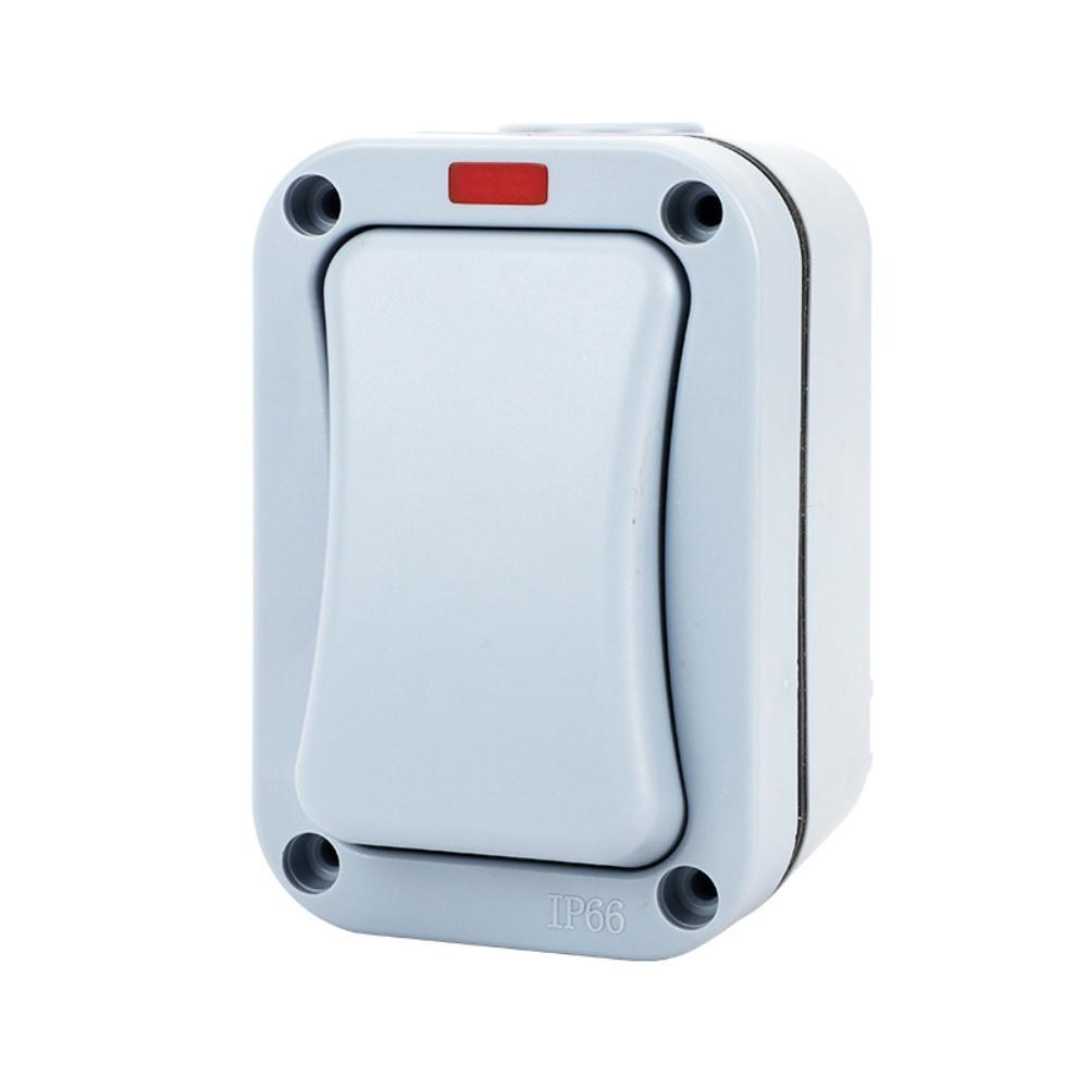 Outdoor Light Switch 1 Gang Wall Mount with LED Indicator IP66 Waterproof Rated for Garden and External Electrical Use