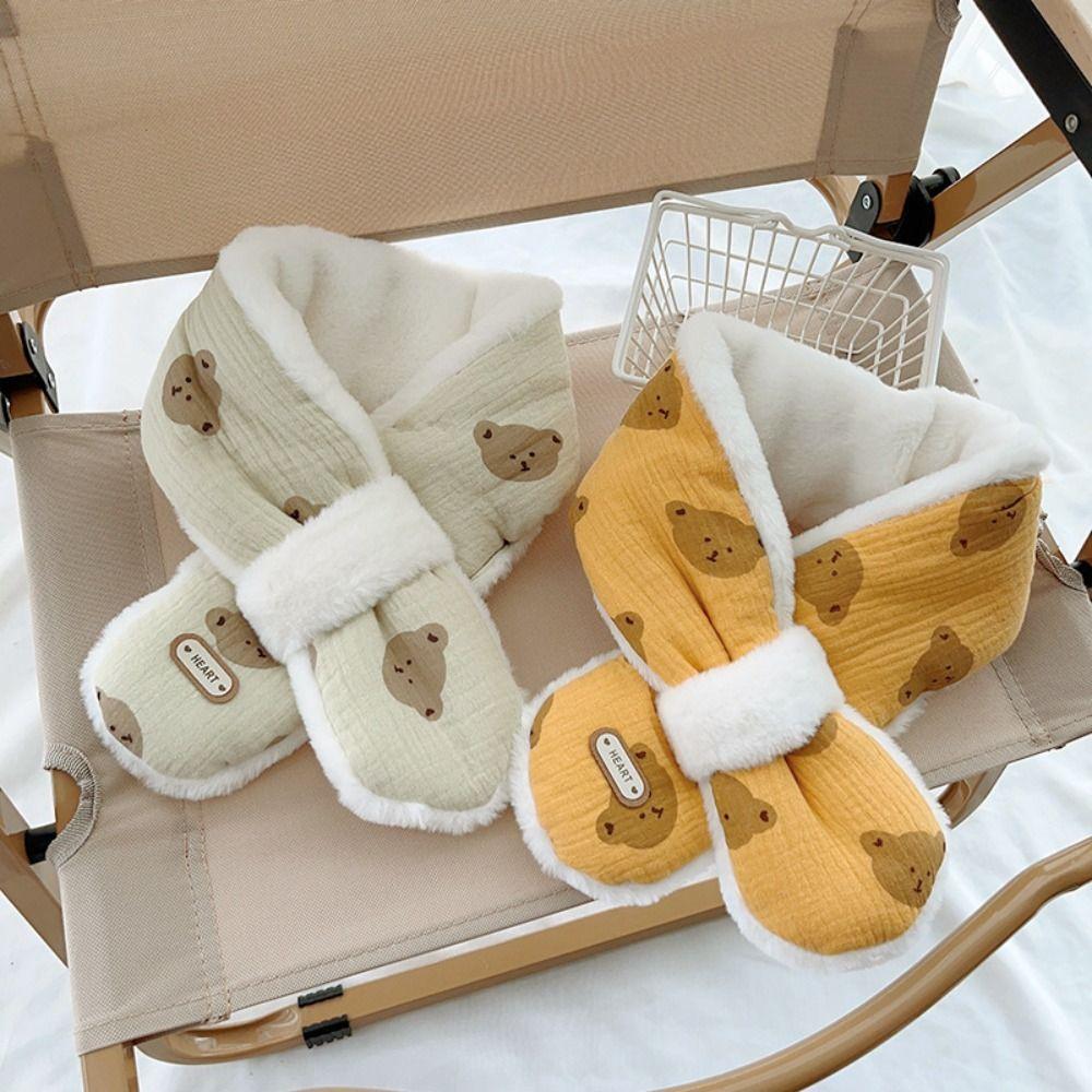 

Корейский стиль медведь плюшевый шарф с крестом модный дизайн мультфильм шейный платок детский флисовый глушитель для мальчиков