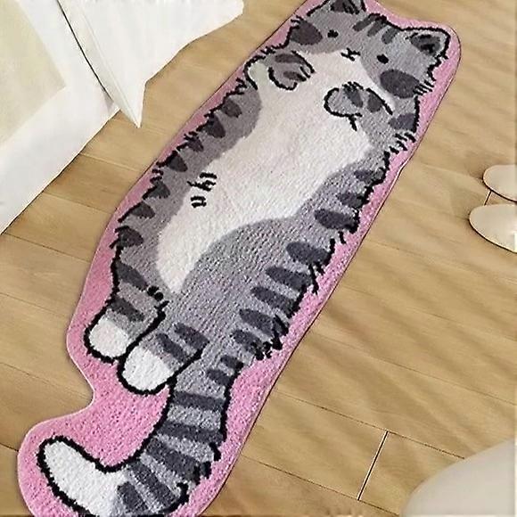 Cat Tufted Rug, Cute Cartoon Cat Shaped Rug, Irregular Shaped, Non-Slip Washable