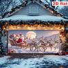 Christmas Garage Door, Christmas Sled, Reindeer, Full Moon Snow, Winter Vacation Tapestry Without Holes, with Clip Accessories