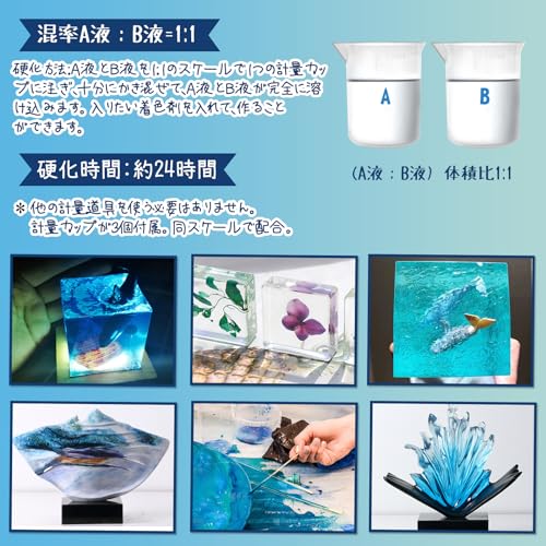 Bonsky Two-Part Epoxy Resin, 64 oz/2.15 kg, Large Capacity, Two-Part, 1:1 Volume Ratio (Part A + Part B), High Transparency, High Hardness, Resistant