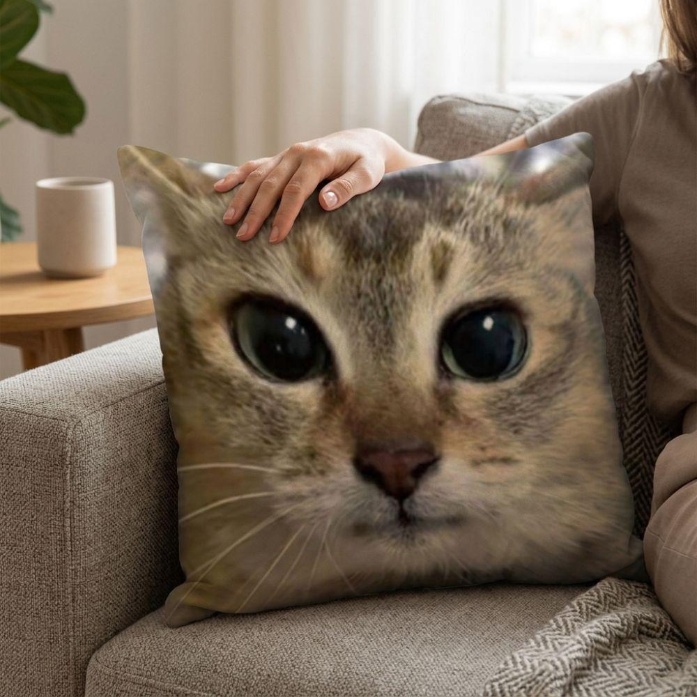 Comical Quirky Cat Print Cushion Humorous Animal Cat Image Pillow Funny Sofa Cushion Sofa