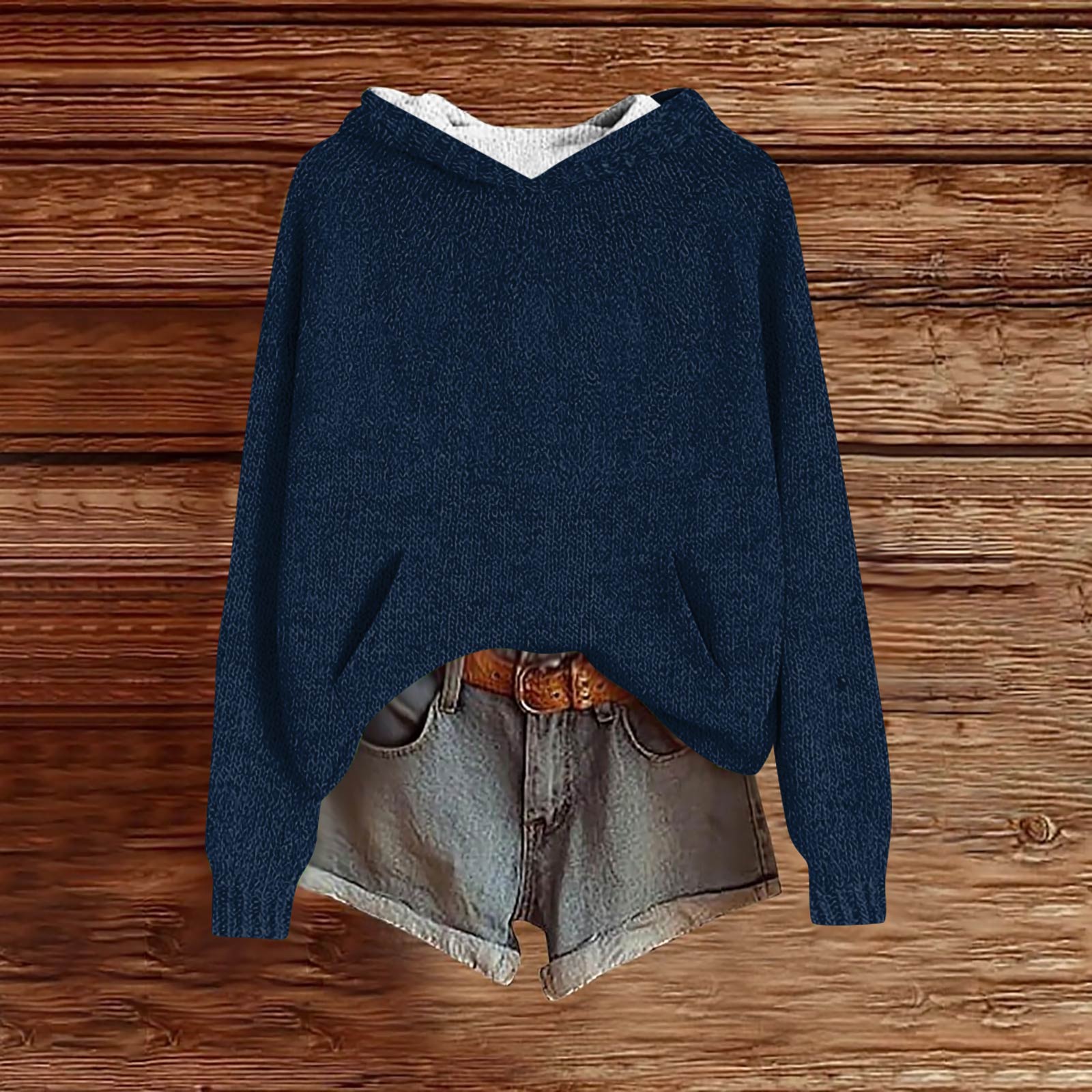 

Женские толстовки Вязаный свитер Милая рубашка Осенний пуловер Толстовка с капюшоном M