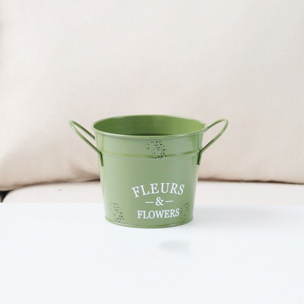 Handicraft Iron Planter Pot Decorative Flower Bucket Ornament Round Flower Pot Flower Arrangement