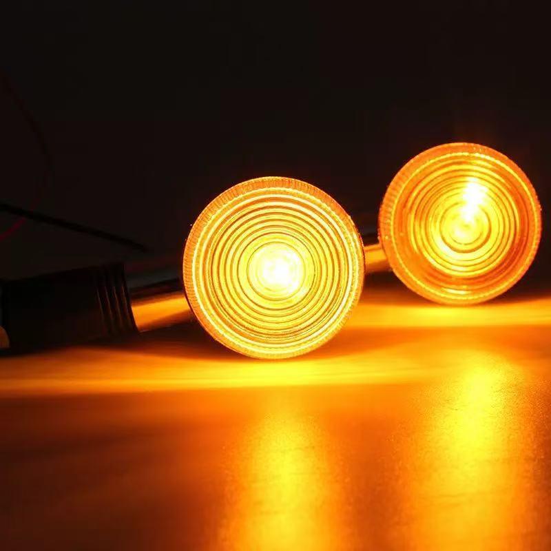 Shockproof 12V Motorcycle Turn Signals 10mm Amber Lights for Cafe Racer Scooter Universal