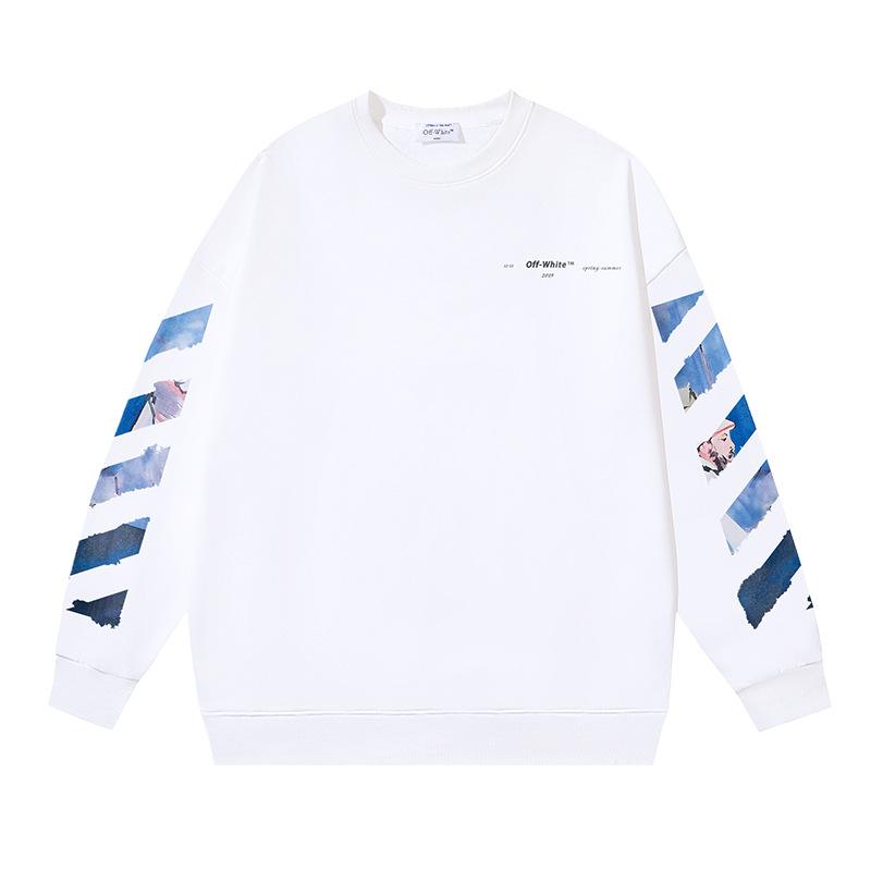 1086 Off-White 2025 Autumn and Winter New OW Monet Oil Painting Arrow Print Men's and Women's Round Neck Hoodie