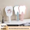 HD Handheld Tooth Plastic Makeup Mirror - Compact and Portable for Girls