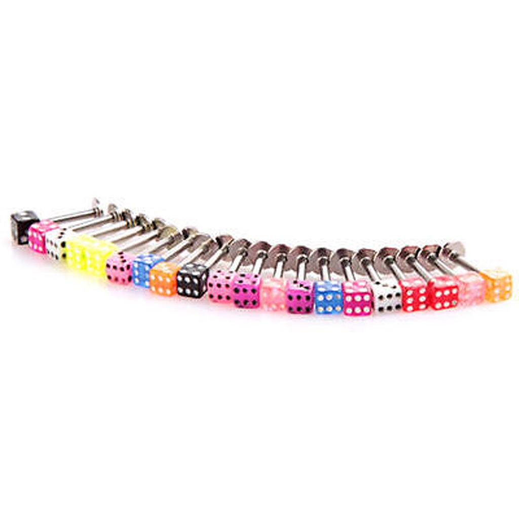 20 Stück Gemischte Würfel Lippenstecker Kinn Zunge Ringe Bar Labret Körperschmuck Piercing Schmuck
