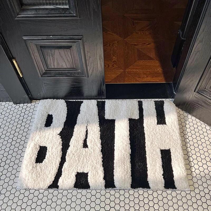 Creative English Letters Imitation Cashmere Non-Slip Water-Absorbent Easy-Clean Floor Mat for Bathroom