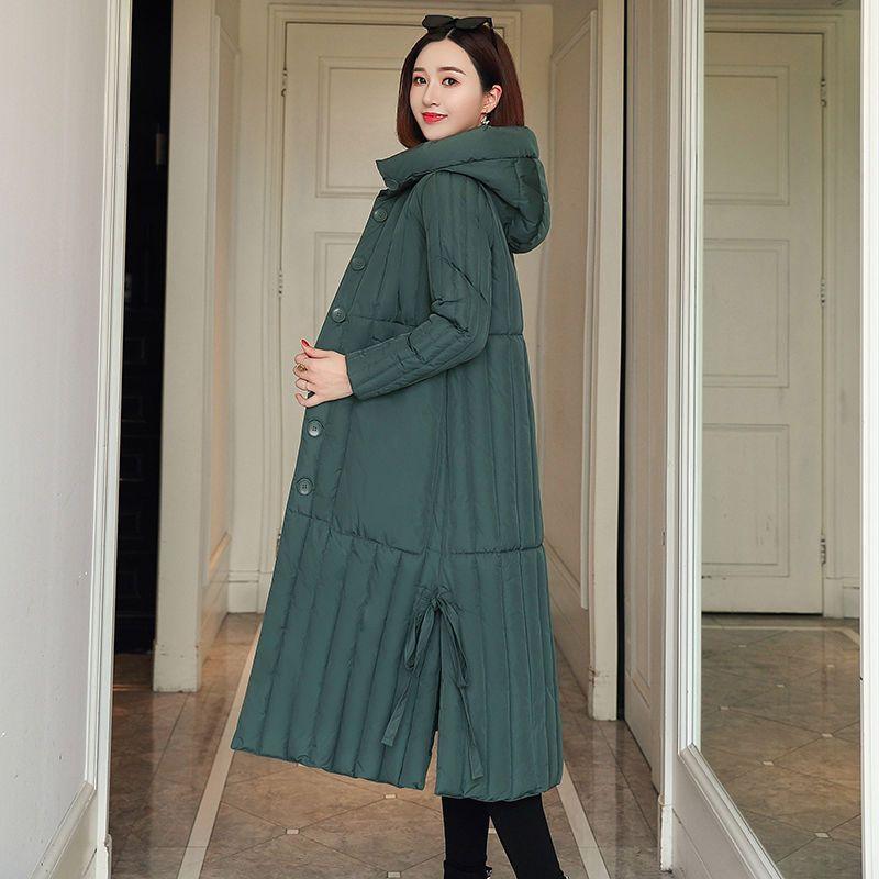 

Женская зимняя 3XL большого размера утолщенная утепленная теплая верхняя одежда длинная приталенная повседневная удобная куртка на пуговицах с капюшоном 3XL