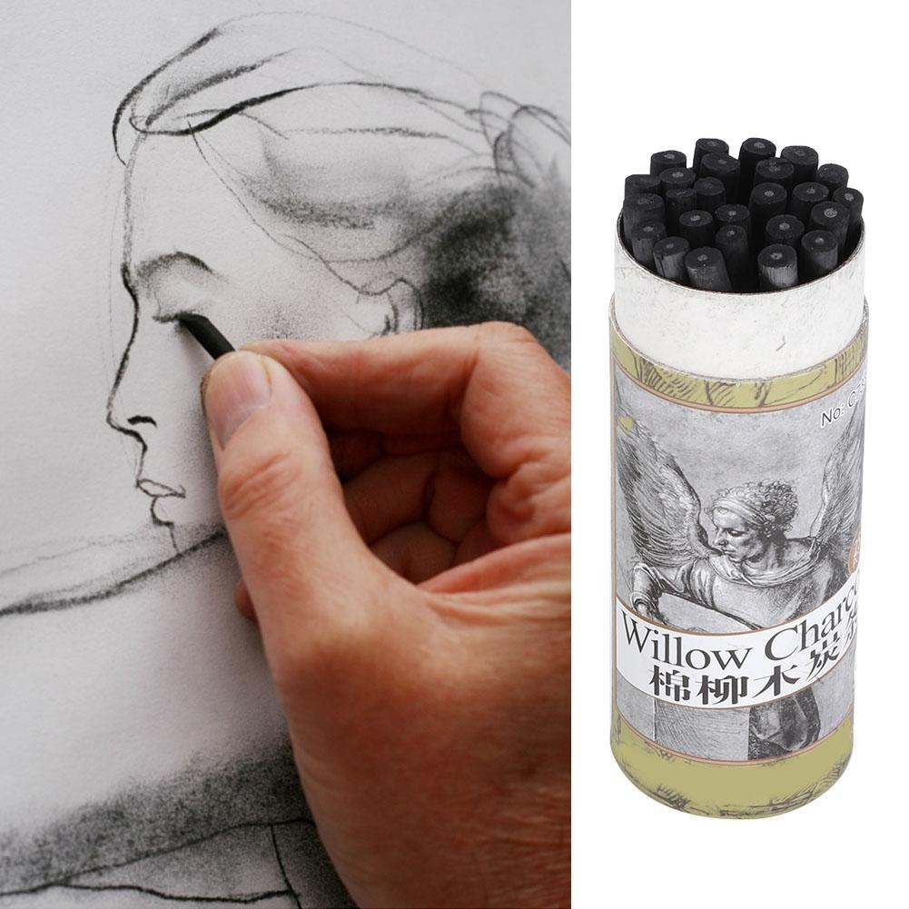 25pcs Charcoal Pencil Drawing Charcoal Bar Artist Art Drawing Tools Sketch Pencil