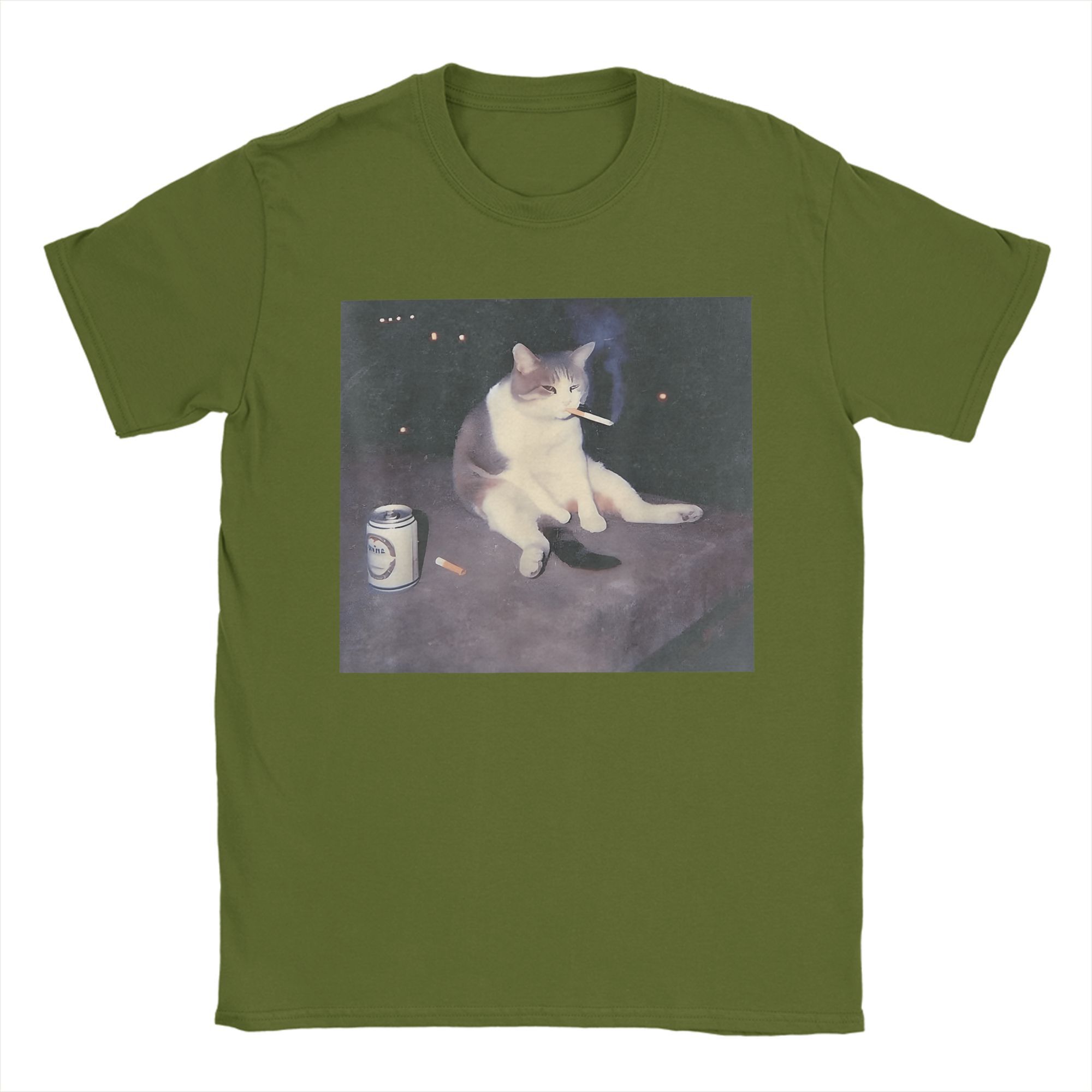 

Funny Smoking Cat Meme T-Shirt Harajuku T Shirts Short Sleeve Awesome Tshirt Summer Cotton Crewneck Plus Size Top Tees 4XL