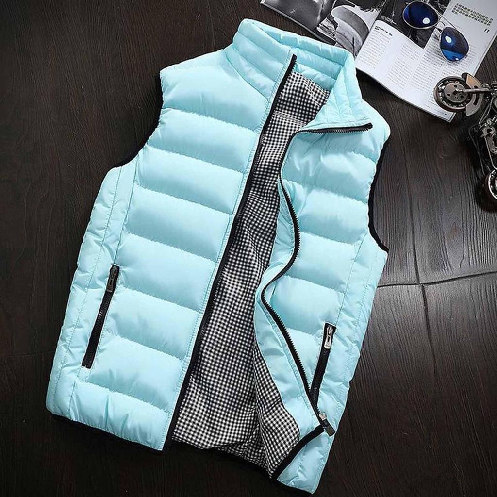 Men Winter Coat Padded Cotton Vest Warm Hooded Thick Vest Tops Jacket