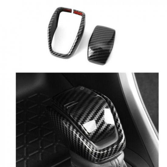 Carbon Fiber 2X Inner Gear Shift Knob Cover Trim For Toyota Venza 2020 2021 Auto