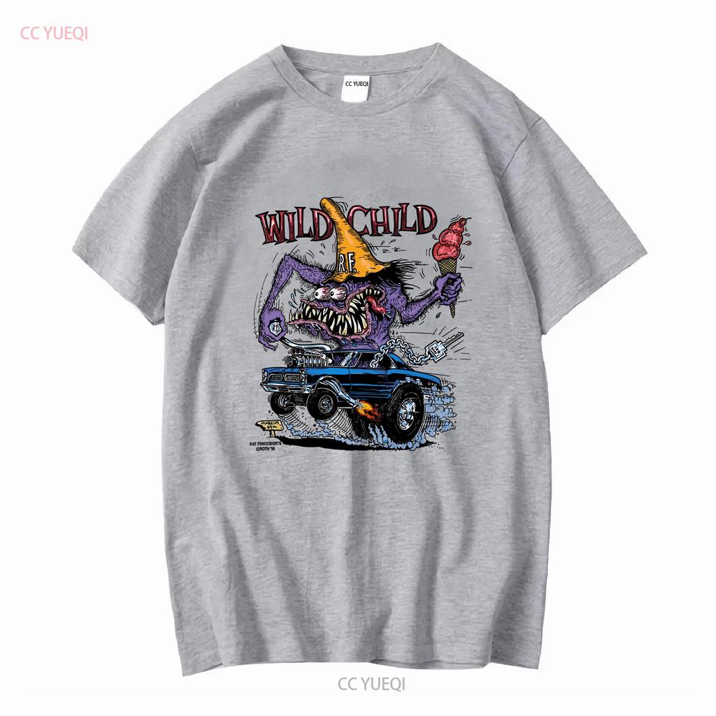 Wild Child Ratfink T Shirt White Print Front H1509 Vintage Washed Comfortable Top For Everyday Wear Slightly Casual Breathable