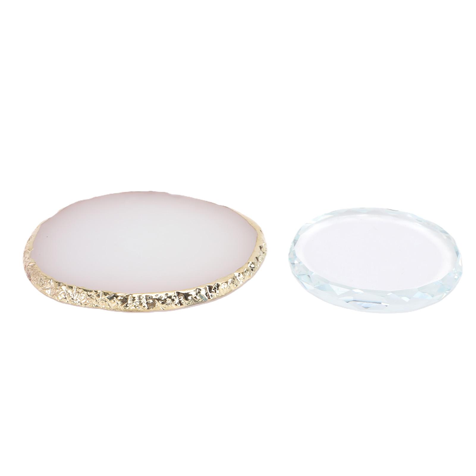 

Nail Art Polish Palette Glass Resin Gilded Edges Nail Art Makeup Mixing Tray for Nail Salon DIY Enthusiasts 2pcs