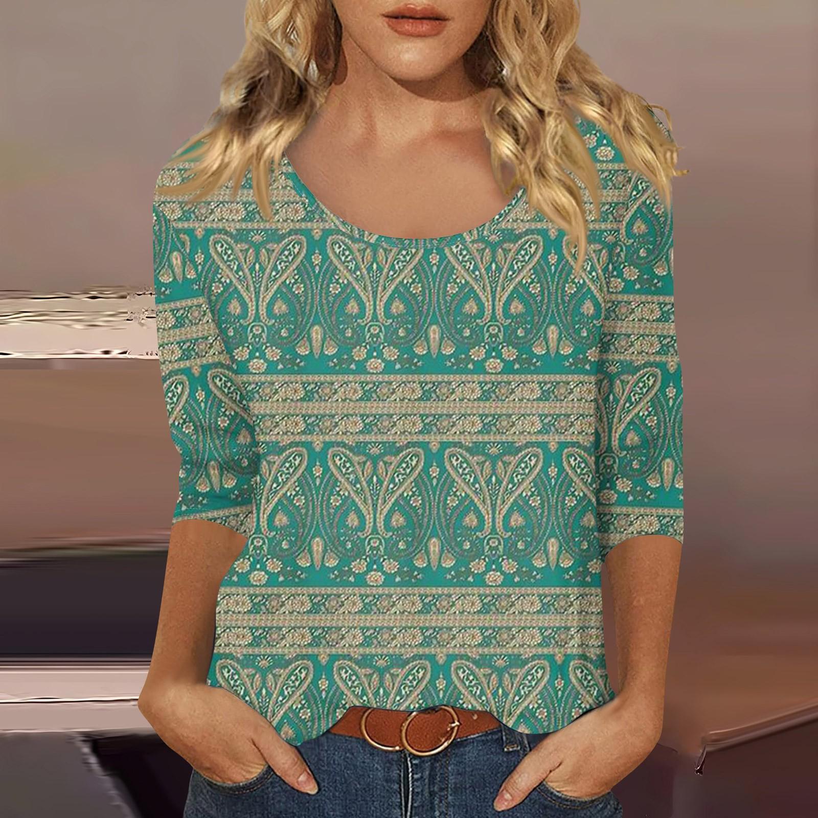 

Женский повседневный топ с U-образным вырезом и рукавами 3/4 XXL зелёный