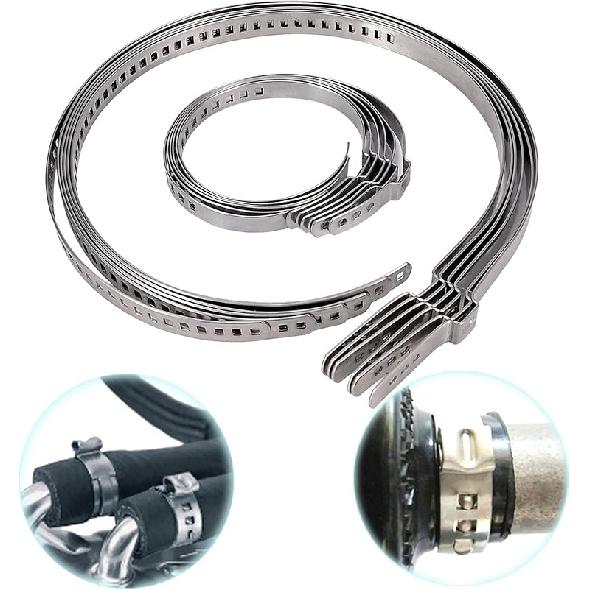 FEBRYTOLD 12 Pcs CV Boot Clamp, 6 Pcs Small And 6 Pcs Large Stainless Steel Universal Adjustable Stainless Steel Drive Shaft CV Boot Clamp 12 Pcs