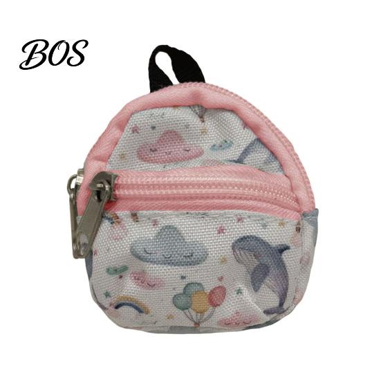 Keychain Accessory Mini Backpack Coin Purse, Scratch Resistant Zippered Compartment Bag, Waterproof Oxford Cloth Earphone Case Holder
