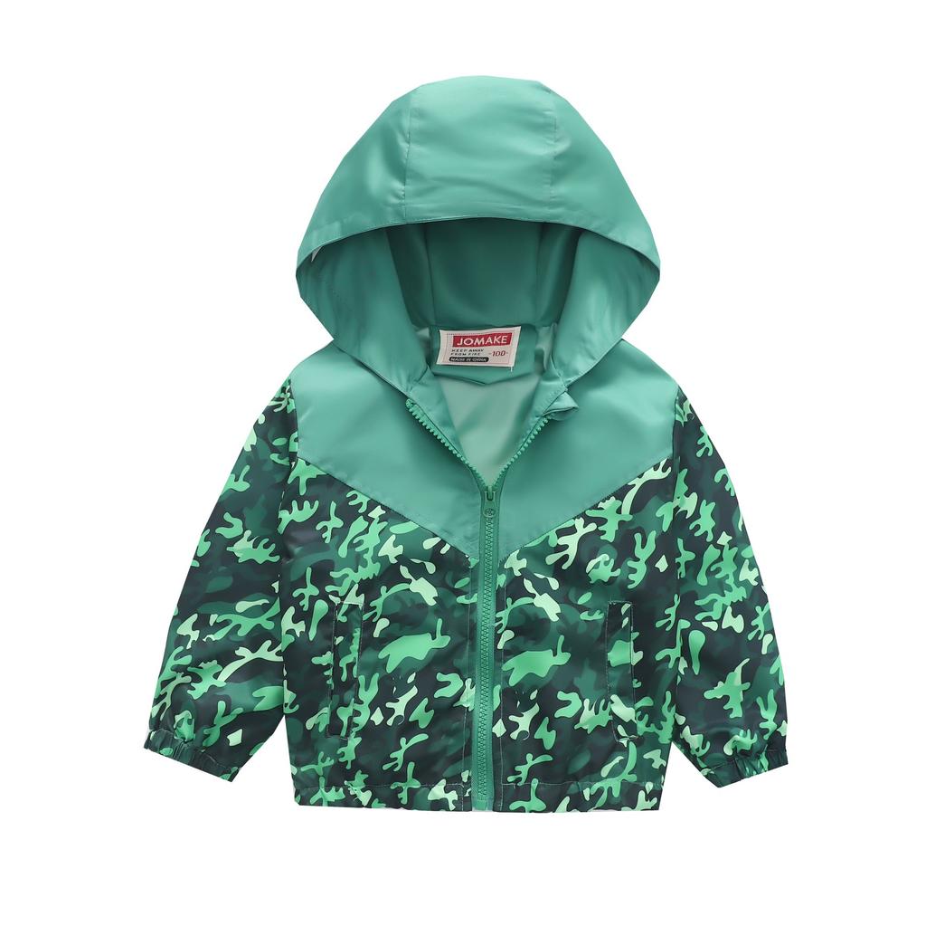 Boys and Girls Children's Clothing In Small Children Printed Fashion Splicing Casual Hooded Zipper Jacket Jacket