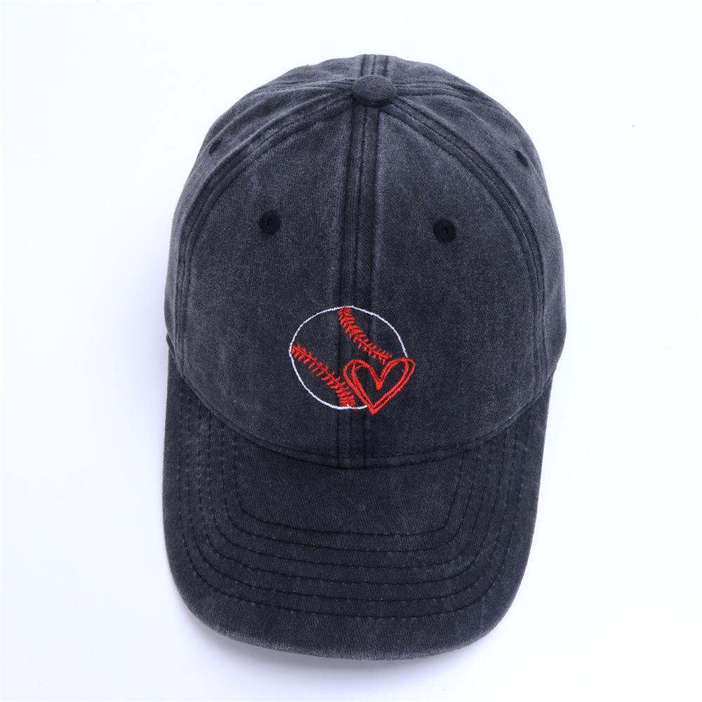 Street Style Washed Baseball Cap American Retro Letter Embroidery Soft-Top Caps, Outdoor Dad Hat