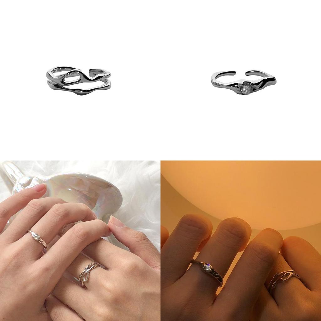 Korean Inspired Elegant 925 Sterling Silver Ring With Minimalist Geometric Design And Unique Hollow Patterns