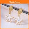 Oceanic Starfish Alloy Earrings For Women With Natural Shell Elements For Daily Wear