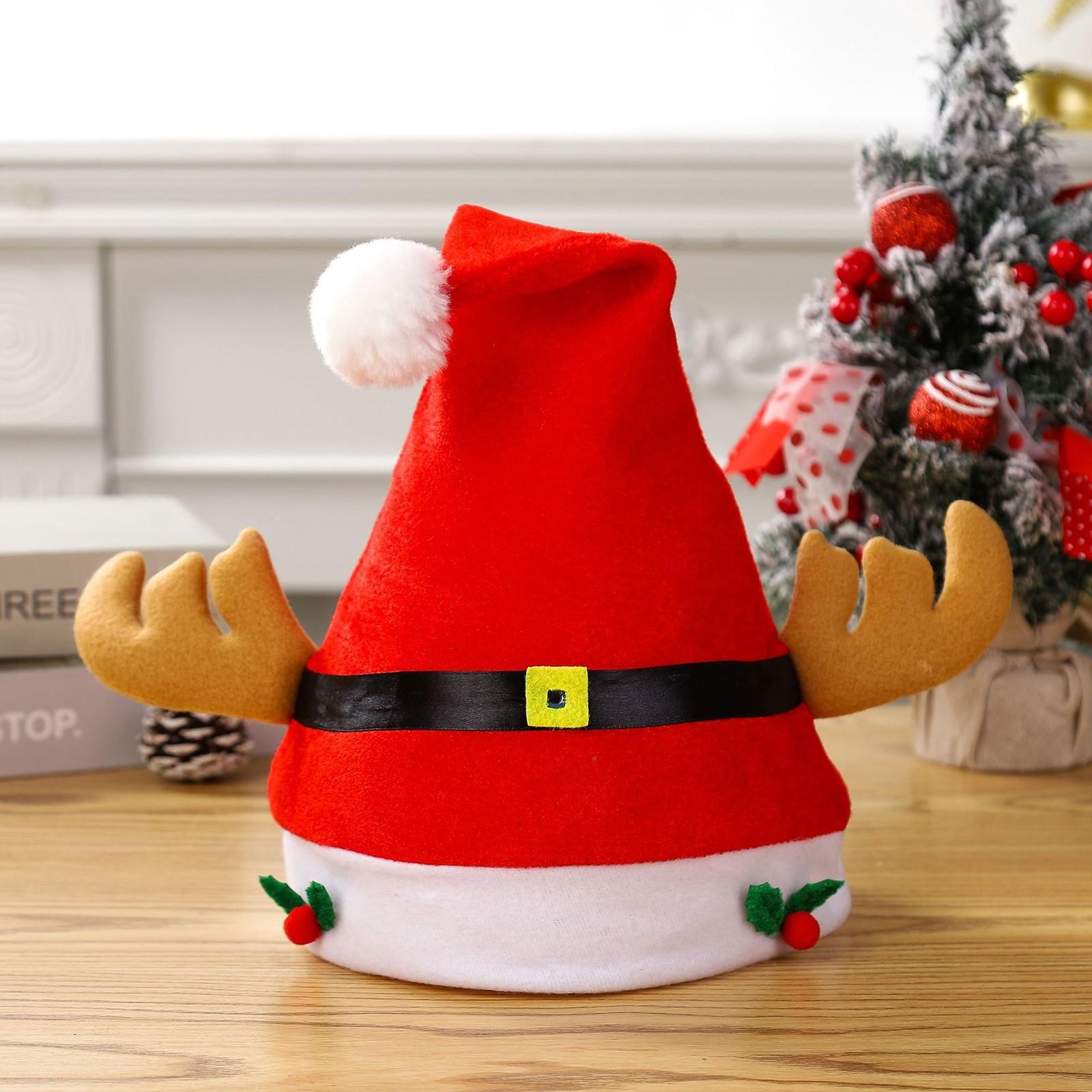 

Однослойная яркая бархатная рождественская шапка с золотым тиснением в виде снежинок, звезд и луны One Size