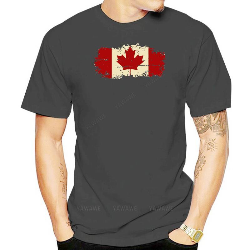 Hanhent Canada Flag Fashion Tee Shirt Cotton Short Sleeve Tshirt Canadian Maple Leaf O Neck Summer Streetwear Logo T Shirts