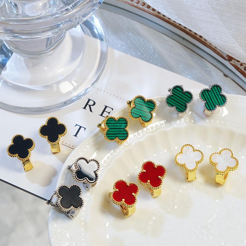 Fashion Earrings Simple Sweet Fresh Exquisite Lucky Four-leaf Clover Earring Buckle Temperament Female Earrings