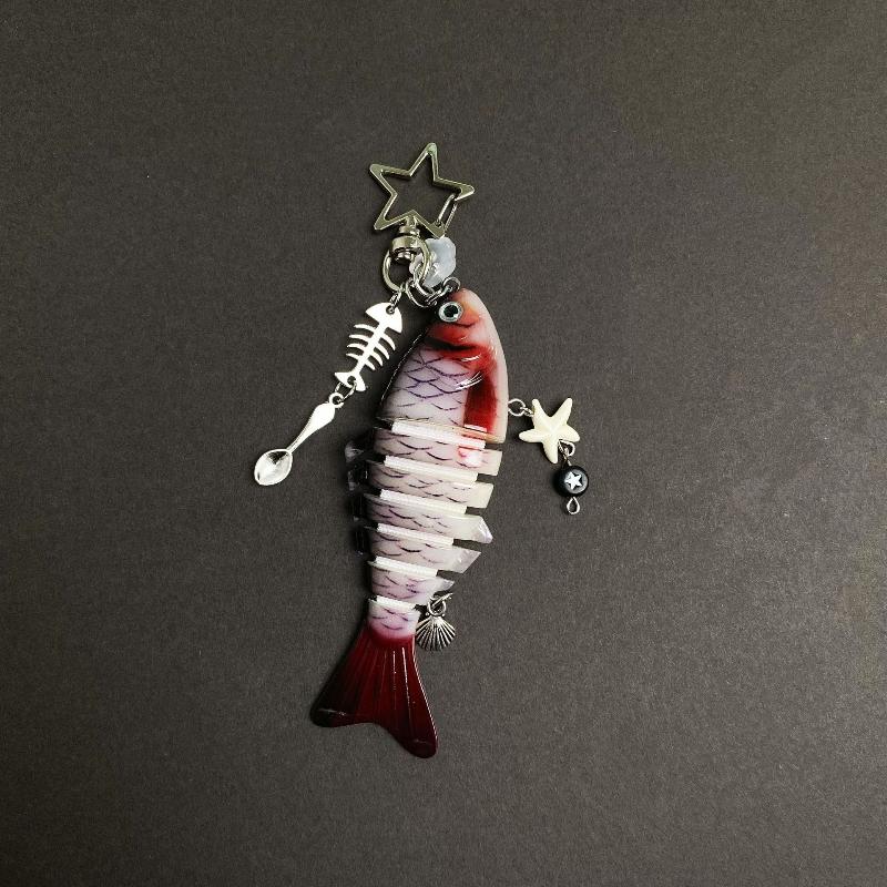 

Handmade Retro Simulated Fish Pendant Keychains Lovely Bag Charm Decoration Y2K Jewelry Gift красный