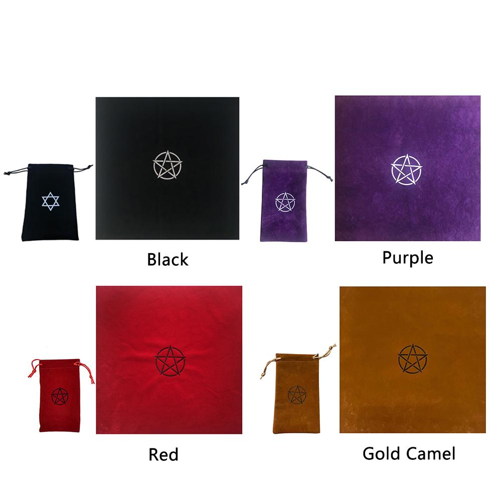 Pentagram Tarot Tablecloth with Bag Velvet Altar Tarot Cloth 50x50cm Divination Table Cloth Home Table Decoration