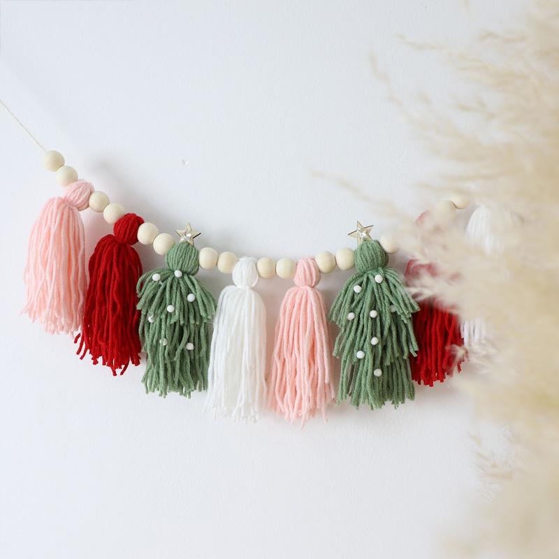 1Pc Colorful Adjustable Nordic Style Pendant Tassel Banner Christmas String