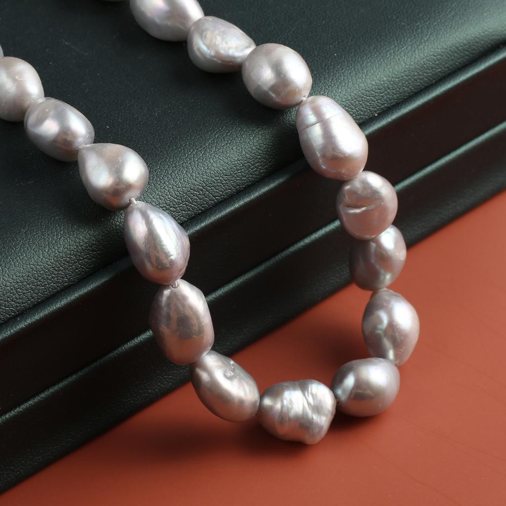 1String, Nugget Pearl 12-13mm, Grey Natural Freshwater Pearl Beads for Jewelry Making DIY Necklace Bracelet Crafts, Women Gift 36cm