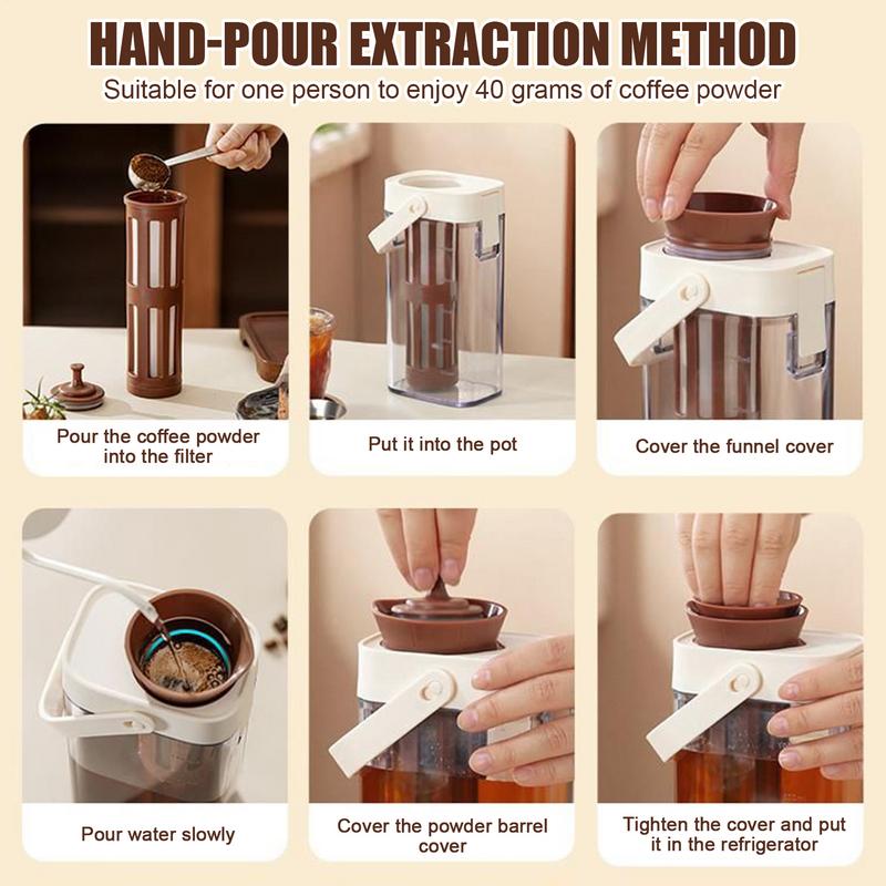 Cold Brew Coffee Pot 1000ml Iced Coffee Maker Cold Brew Jar Leak Proof Container Large Capacity Cold Water Kettle Kitchen Tools