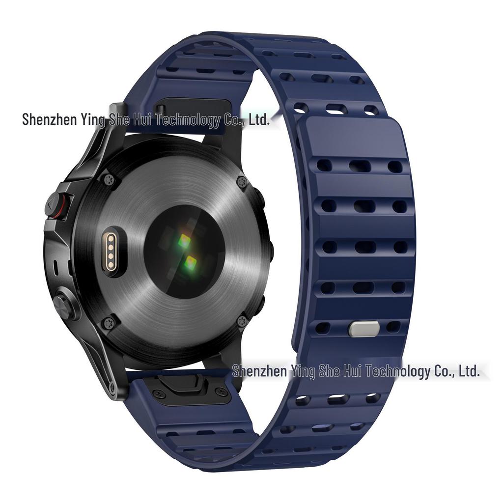 Garmin Compatible 22MM Magnetic Silicone Sport Watch Strap - Quick Release, Breathable Band