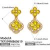 SSeeSY Custom Design Jewelry Stainless Steel 18K Gold Plated Clover Stud Earrings Necklace Set for Engagement Party with Zircon