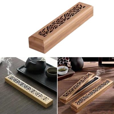 1pc New Natural Bamboo Incense Burner With Laying Plate - Aromatherapy Wooden Box For Incense Storage And Burning Portable