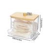 Acrylic Storage Box Bathroom Jar Makeup Organizer Cotton Round Pad Holder Cotton Holder Dispenser with Bamboo Lid Clear Plastic