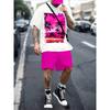 New Summer Men's Outdoor Sports Short Sleeve Breathable Suit Letter Pattern Design Leisure Fashion Street Style Two Piece Set