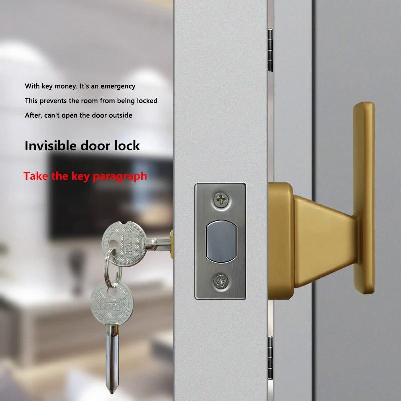 Innentür Verstecktes einseitiges Schloss Hintergrundwand Türgriff Verstecktes Schloss Neues unsichtbares Türschloss