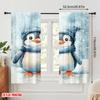 2pcs,2D Plane Printing Curtain Fabric Penguin Pals Durable Polyester (without Rod) Holiday Ldeal for Bedroom Living Room Study