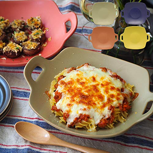 East Tableware Ovenware Cookware Set of 2 Yellow Platters, Serving Plates, Dinner Plates, Gratin Dish, Grill Plate (Yellow)