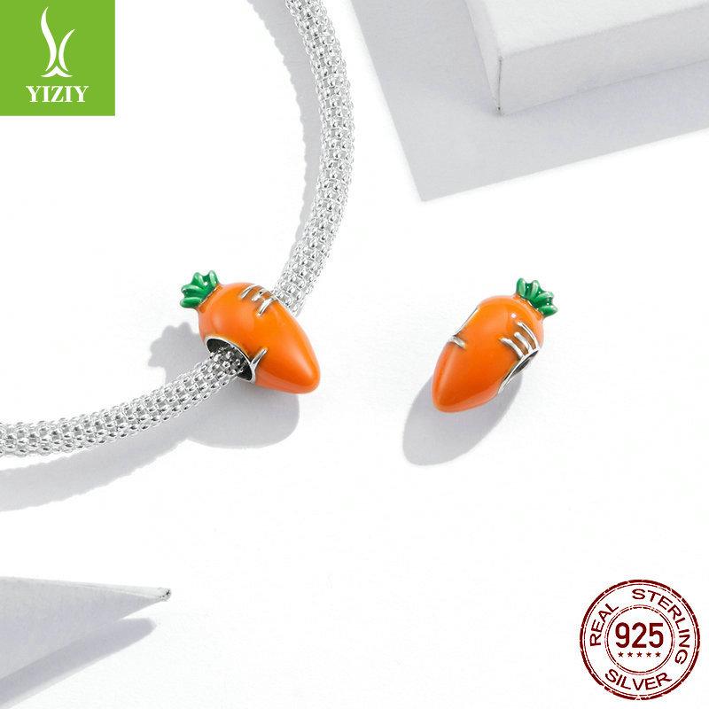 Carrot 925 Silver Beads, Dripping Oil Color Vitality Bracelet Beaded Accessories Scc1591