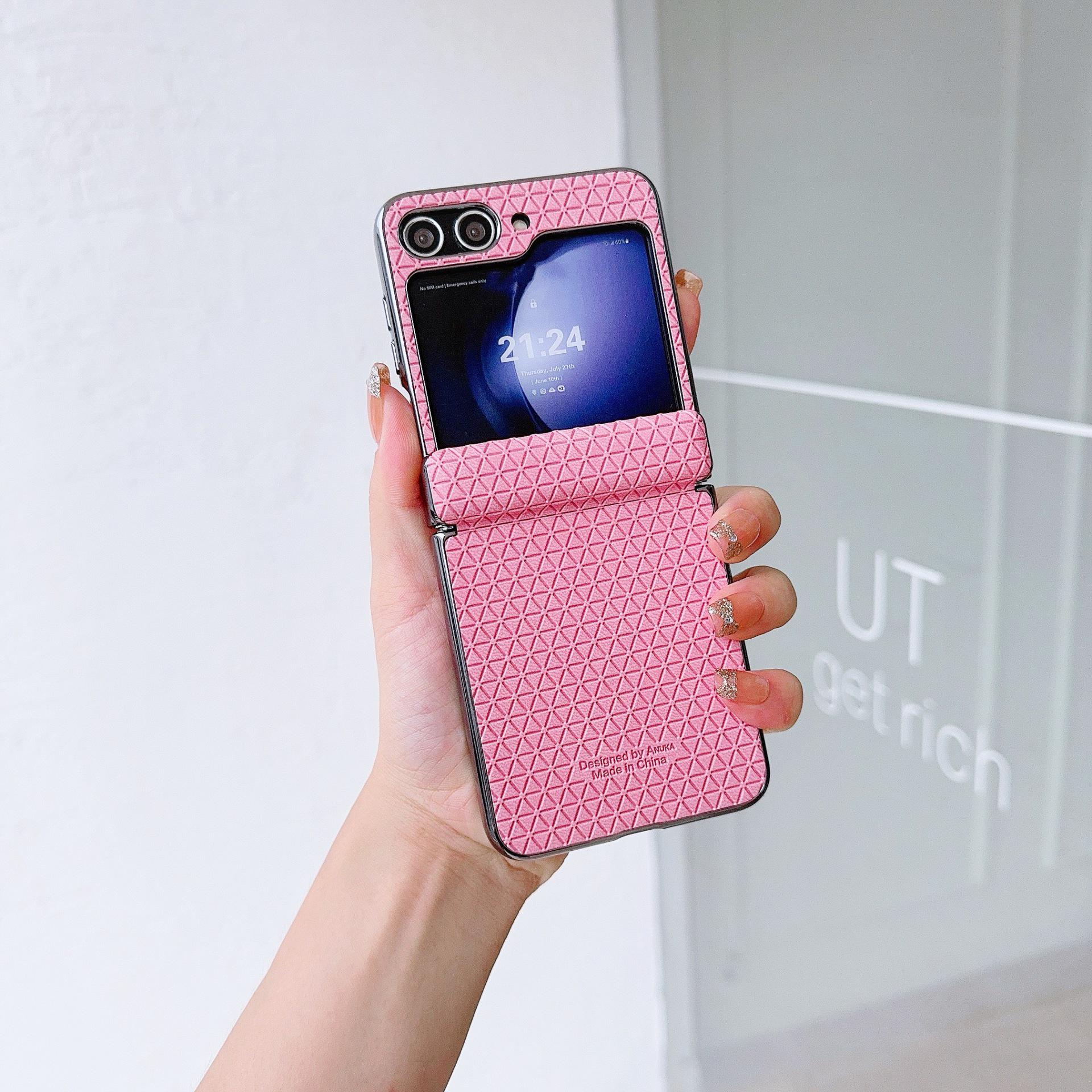 High-End Leather Magnetic Case with Triangle Pattern for Samsung Galaxy Z Flip 6 / Z Flip 5 Samsung Galaxy Z Flip6