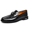 Rubber large size cowhide men's shoes mirror glossy plaid embossed style casual business foot leather shoes