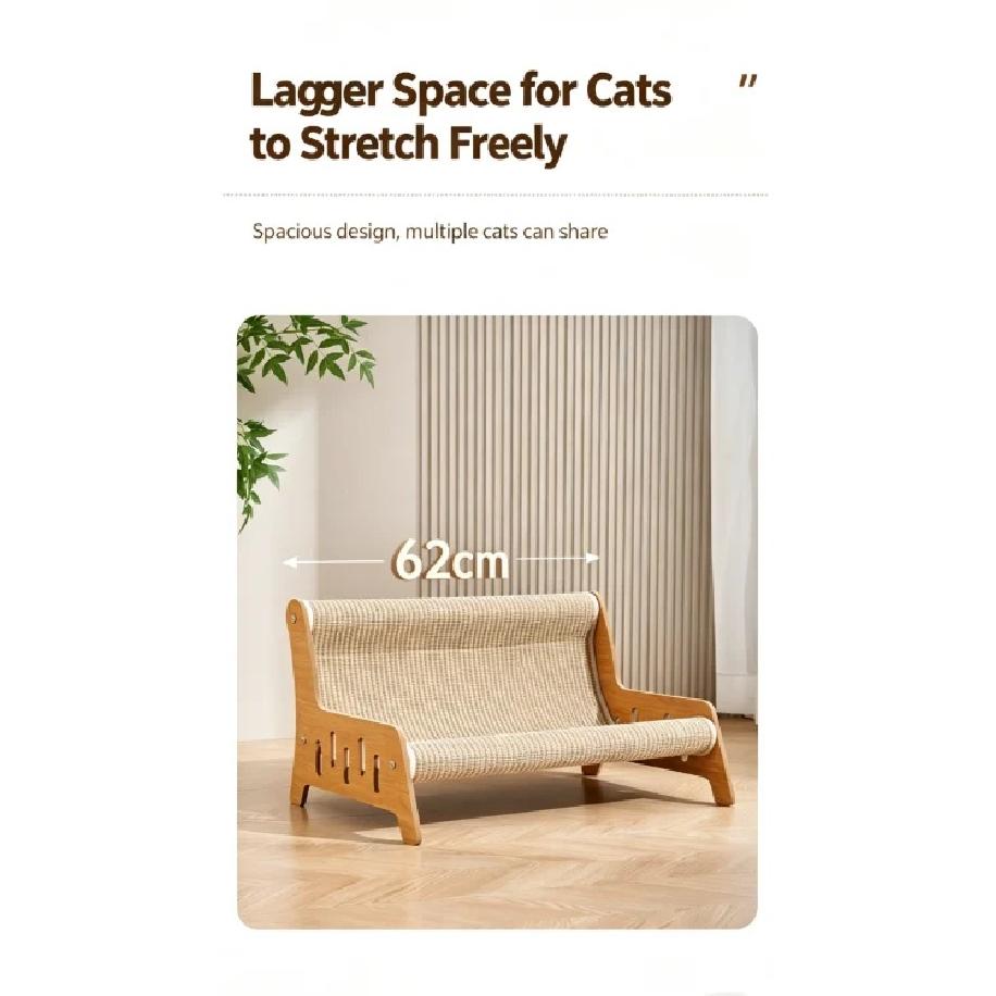 Solid Wood Cat Sofa Sisal Scratcher Bed Anti Shed Natural Sisal Mat Multi Size Pet Lounge Furniture Stable Frame Cat Rest