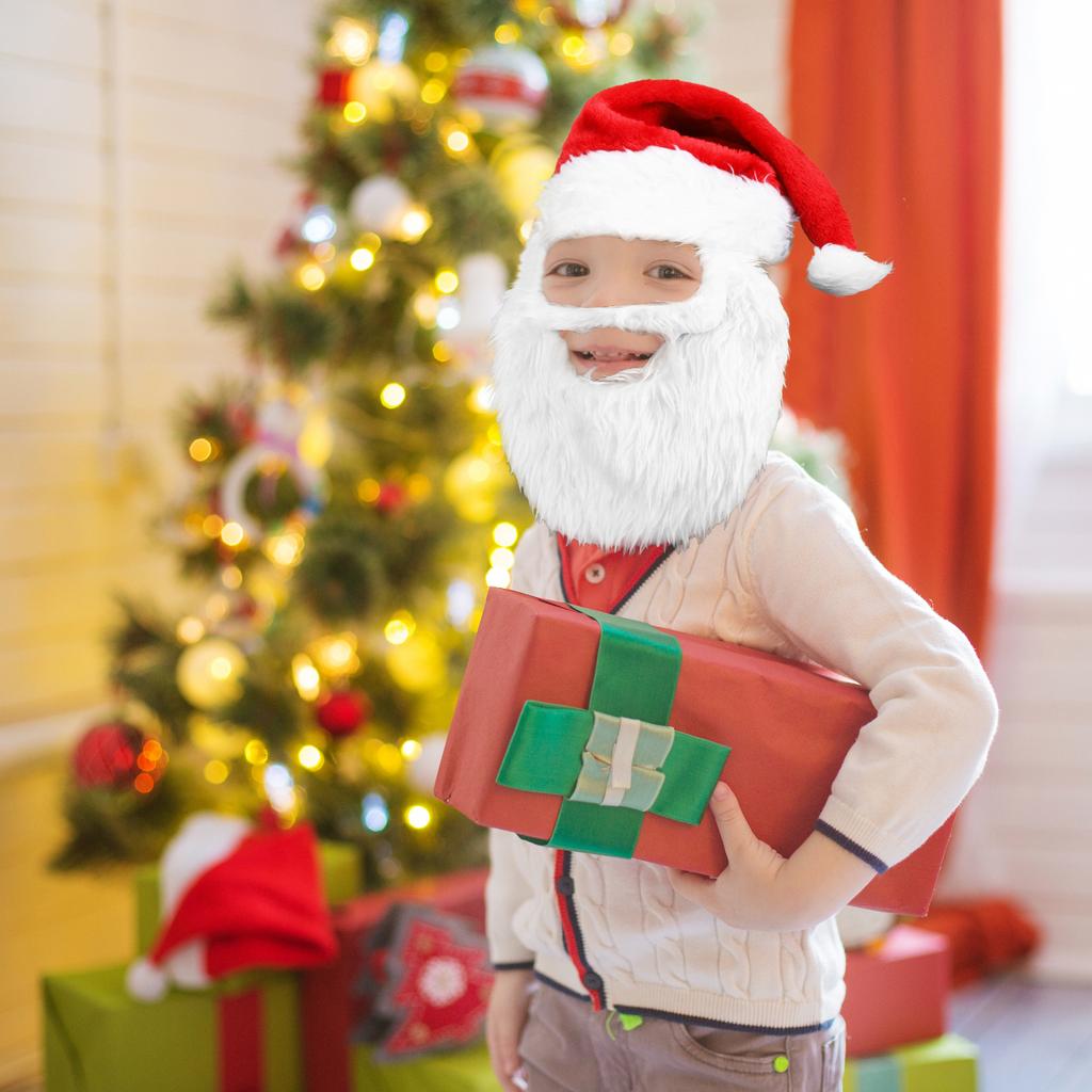 1PC novel Christmas hat (with plush beard), exquisite Santa Claus role-playing, suitable for Christmas surprise gifts